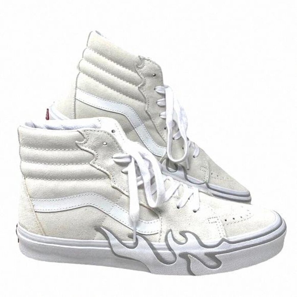 VANS Sk8-Hi Flame Suede Shoes White Gray Skate VN0005UJWWW Size Women's Sneakers